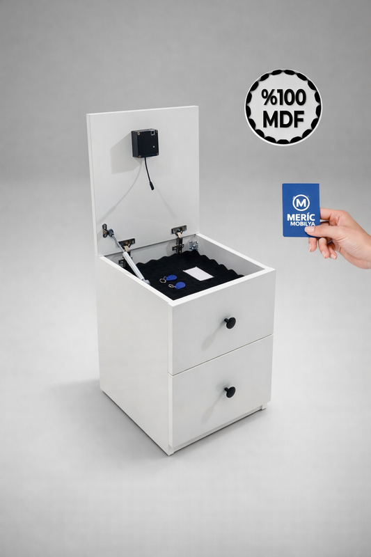 Gizli Bölmeli Şık Komodin - Beyaz