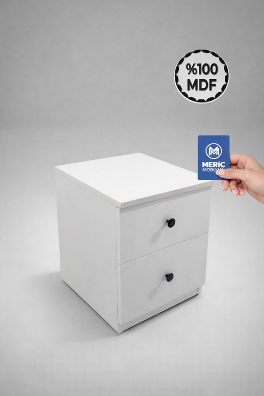 Gizli Bölmeli Şık Komodin - Beyaz